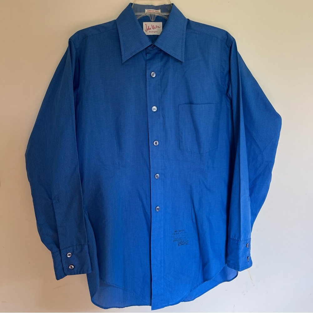VTG John Weitz Designs Blue Button-Up Shirt 70’s M